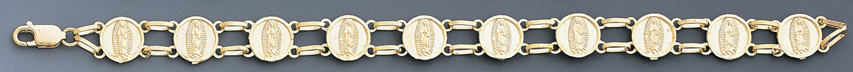 14k Gold 10mm Virgin Mary Coin Bracelet 8 Inches